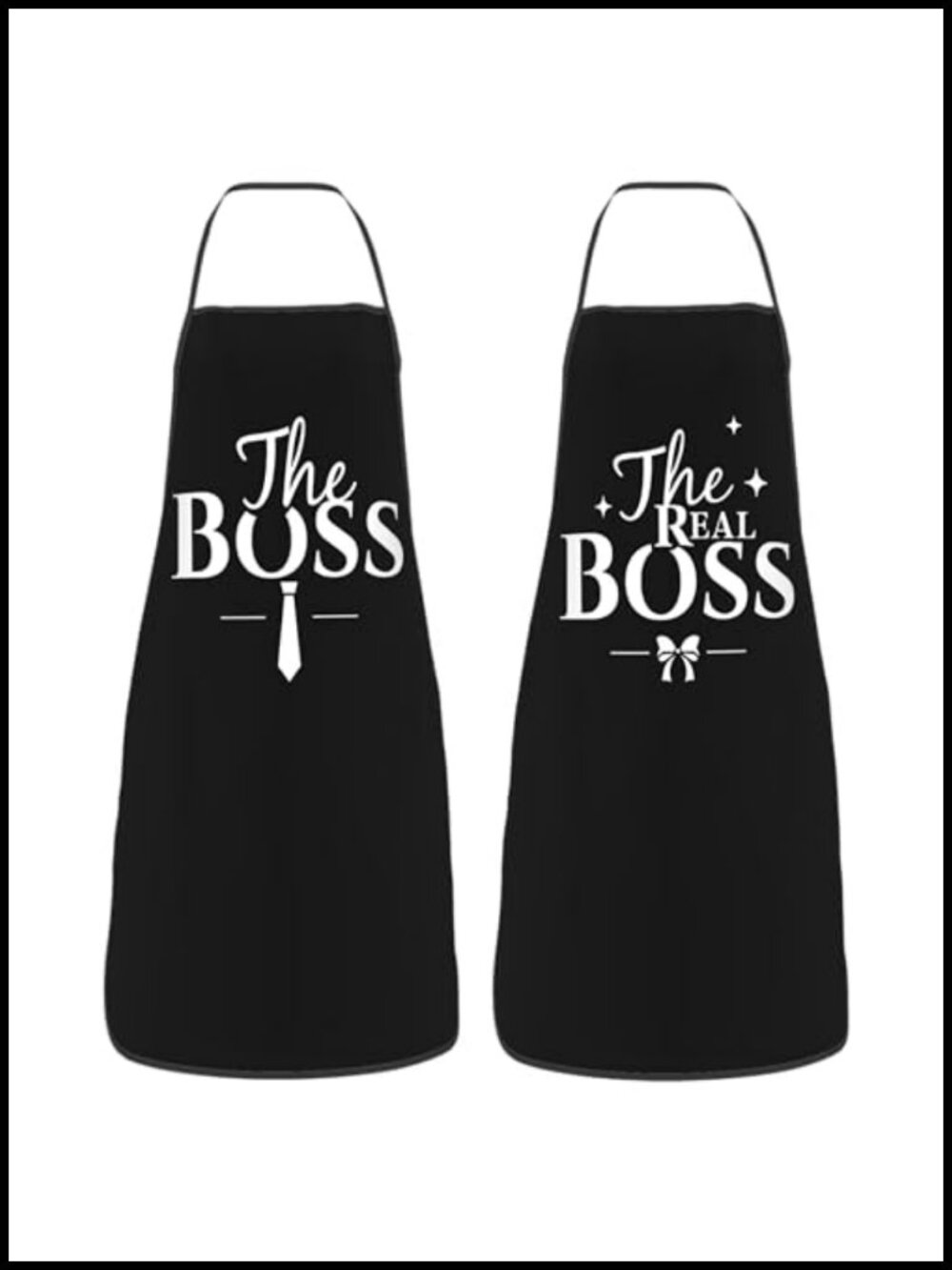 2Pcs Waterdrop Resistant Couples Apron Set Funny Kitchen Cooking Gift